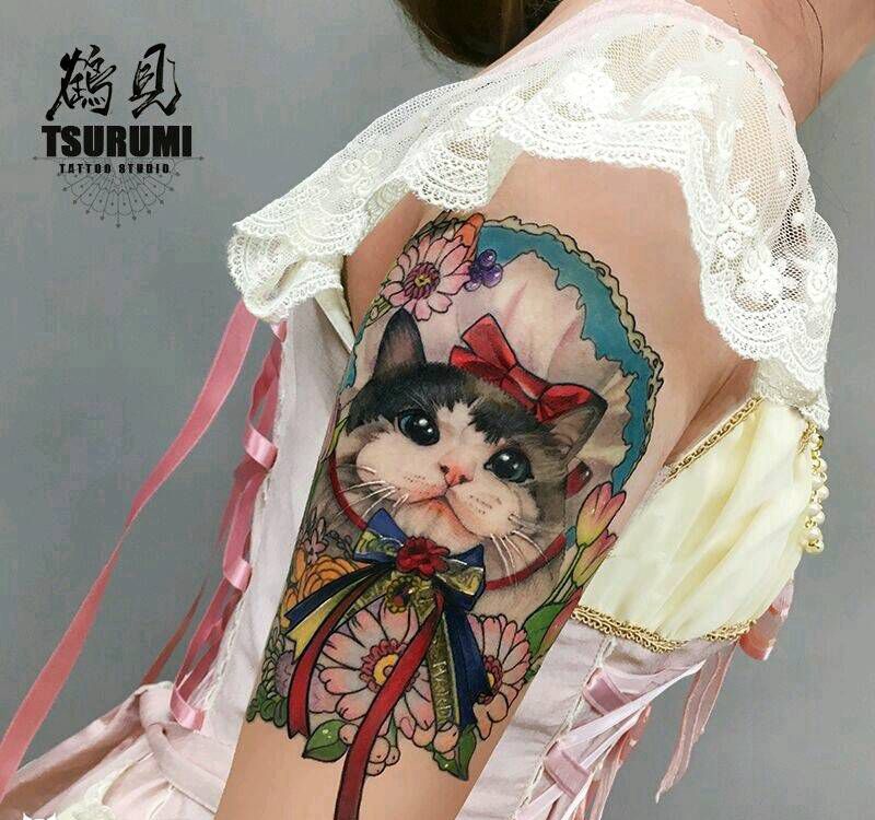 鹤见私人定制原创刺青【布偶猫】纹身图片_手臂肖像清新写实动物植物原创成品插画纹身图案