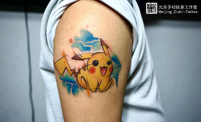 皮卡丘《卡通》纹身图片_手臂卡通小图纹身图案