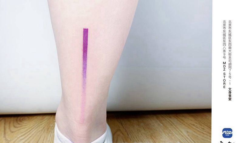 无标题纹身图片_腿部水彩直线纹身图案