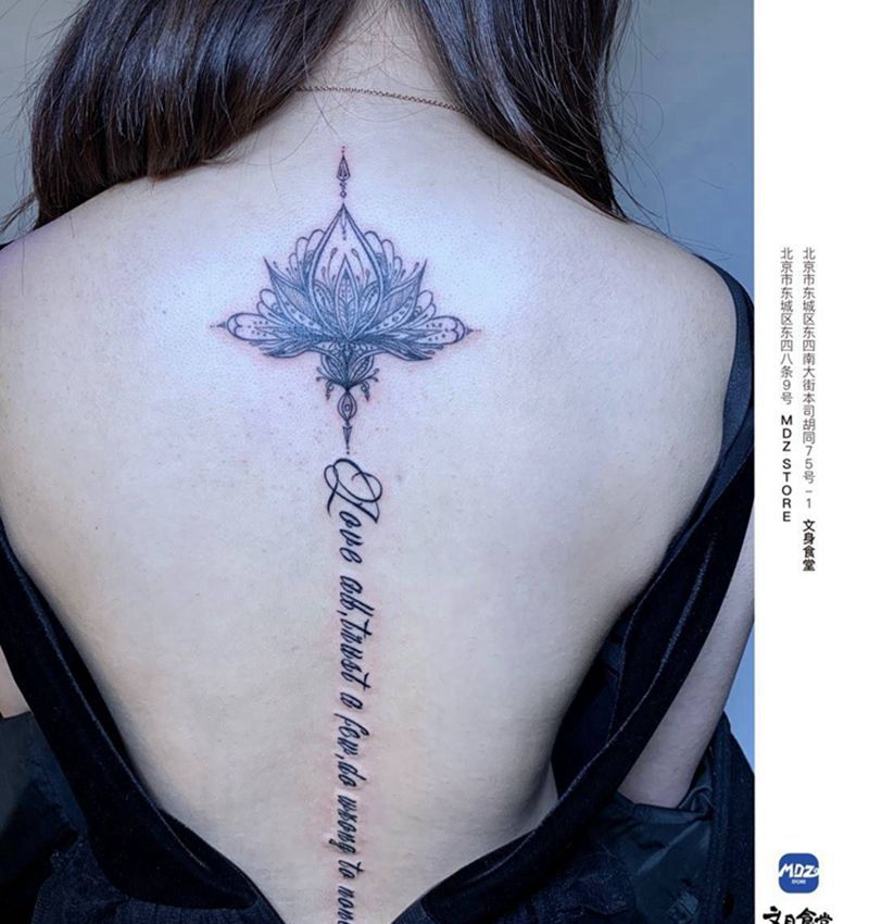 无标题纹身图片_背部新传统英文纹身图案