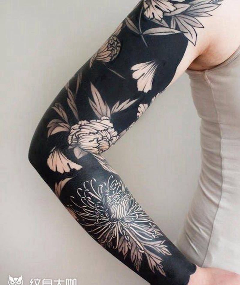 黑臂纹身图片_成品手臂原创纹身图案