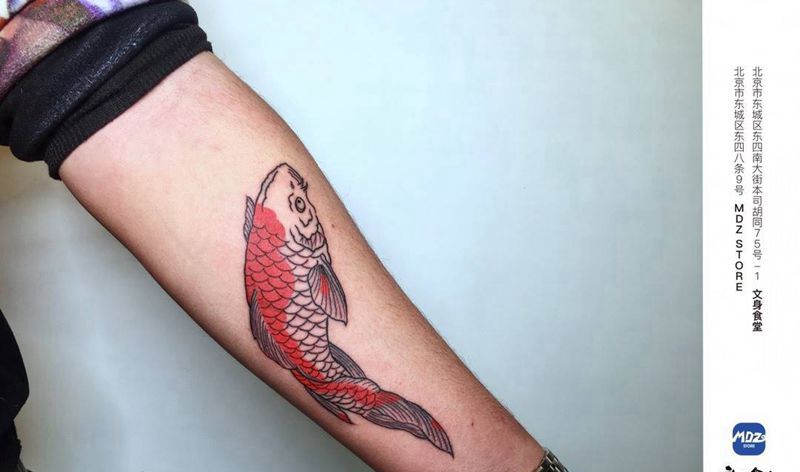 鱼纹身图片_手臂传统纹身图案