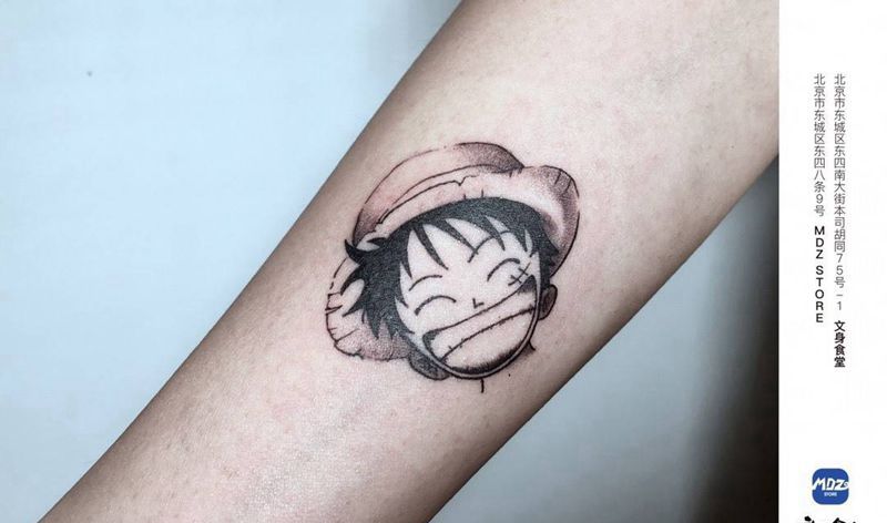 路飞纹身图片_手臂New School纹身图案