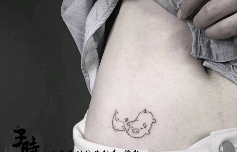 随笔纹身图片_腰部清新原创成品纹身图案