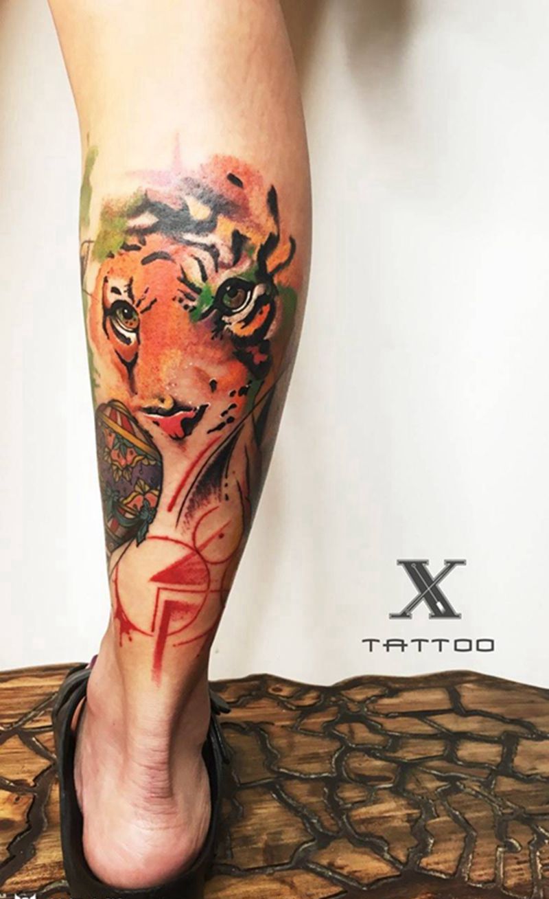 老虎纹身图片_成品手臂纹身图案