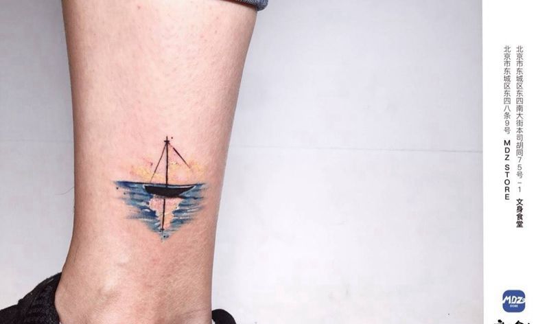 无标题纹身图片_腿部水墨纹身图案