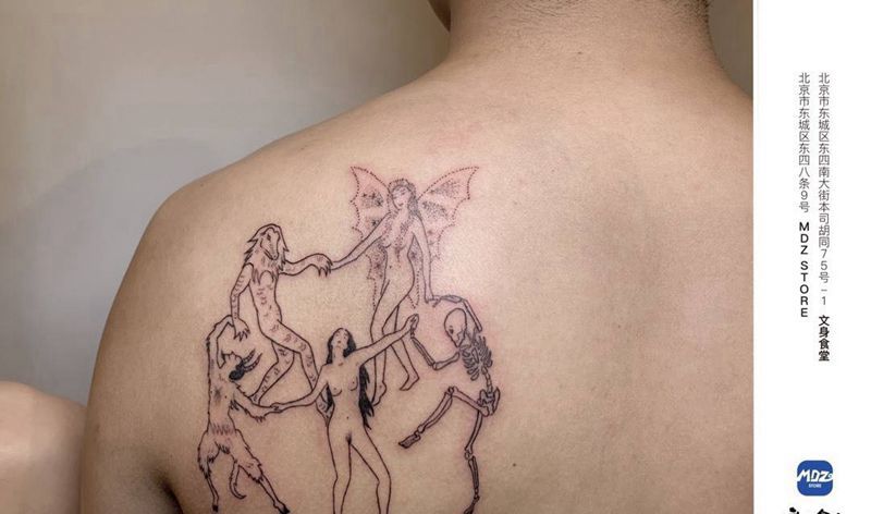 无标题纹身图片_背部New School纹身图案