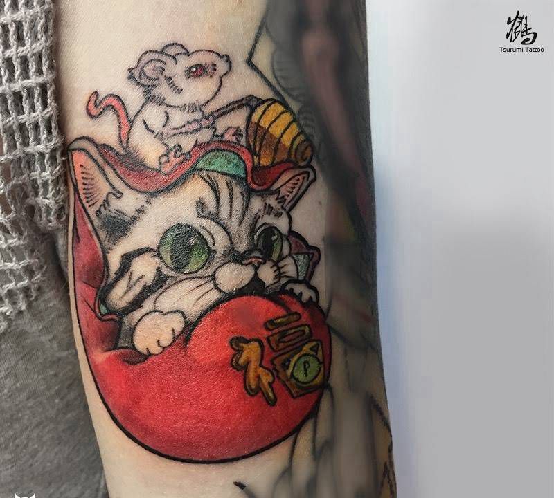 猫达摩纹身图片_