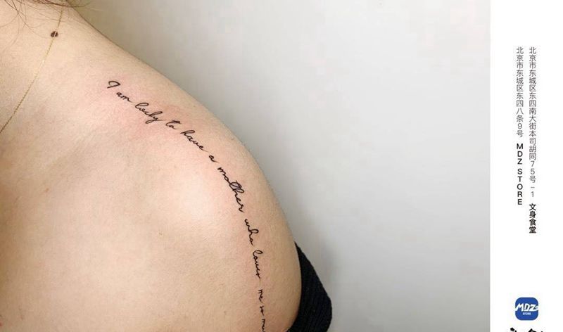 无标题纹身图片_肩部英文纹身图案