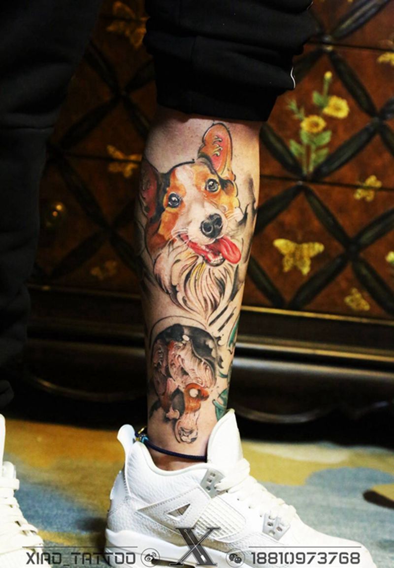 彩色纹身图片_成品腿部欧美原创纹身图案