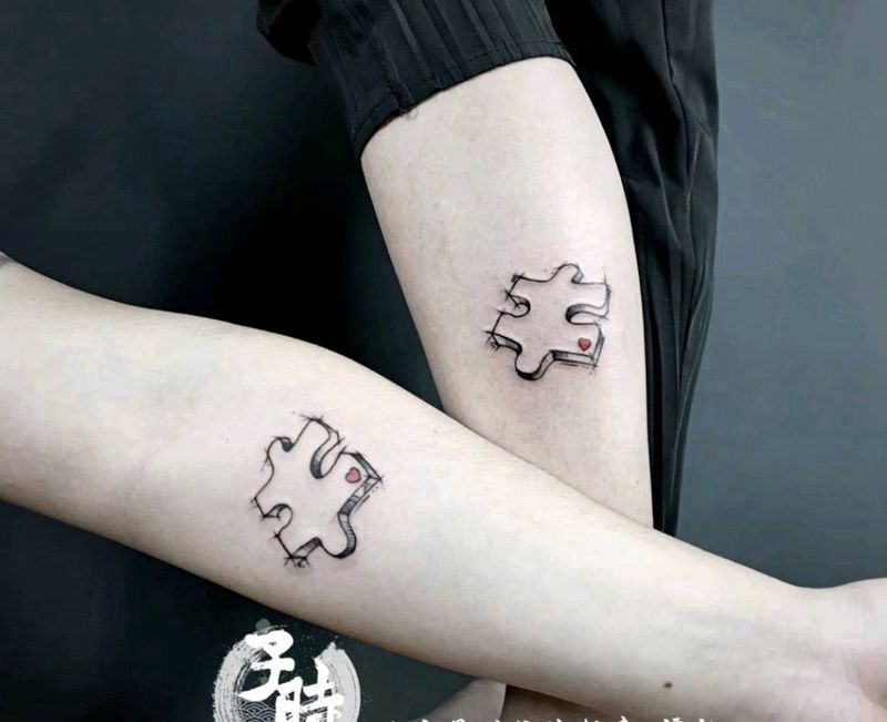 拼图纹身图片_腿部欧美几何原创成品纹身图案