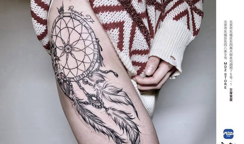 无标题纹身图片_腿部点刺纹身图案