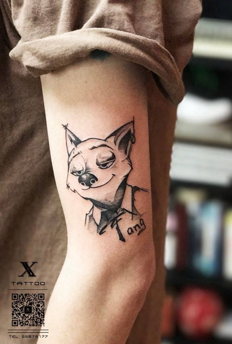 尼克纹身图片_成品手臂清新写实动物原创贴纸纹身图案