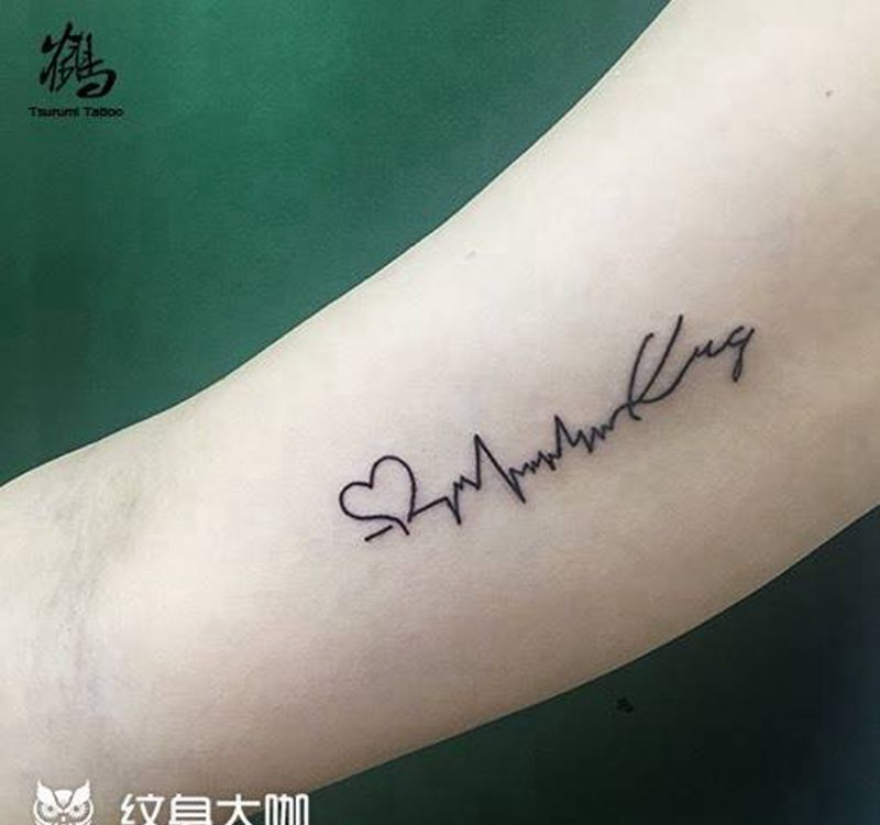 心电图Krg纹身图片_成品手臂清新字符原创纹身图案