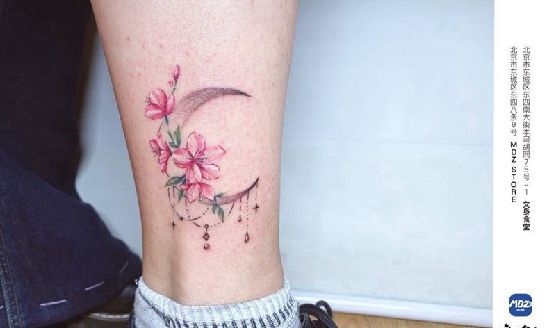 无标题纹身图片_腿部水彩纹身图案