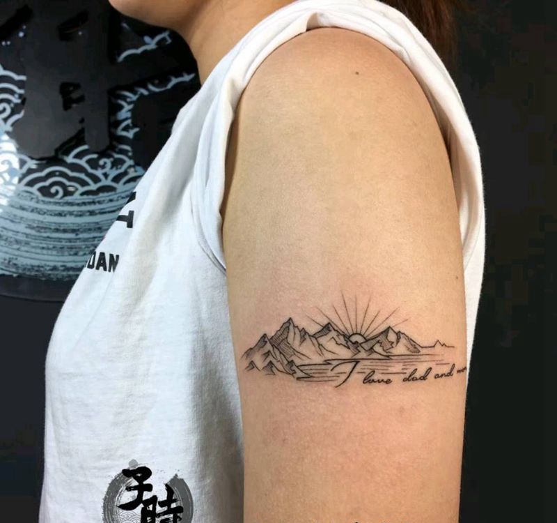 山河纹身图片_手臂欧美原创成品纹身图案