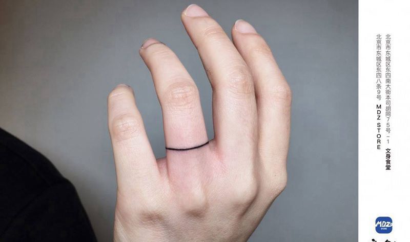 无标题纹身图片_手部直线纹身图案