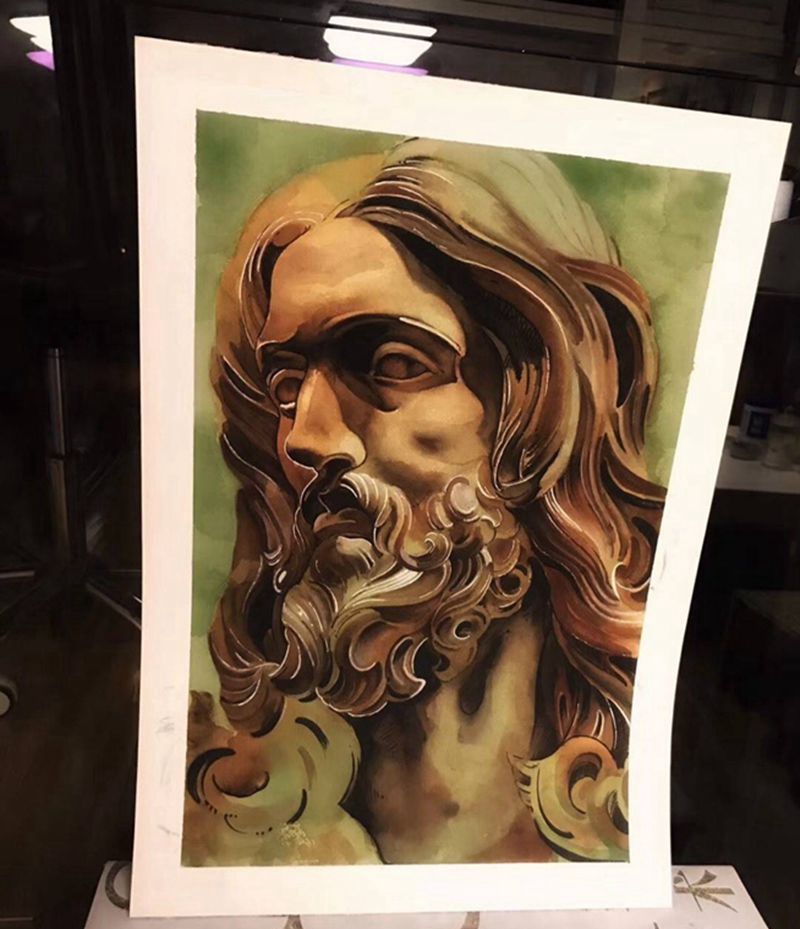 耶稣纹身图片_成品手稿背部欧美原创纹身图案