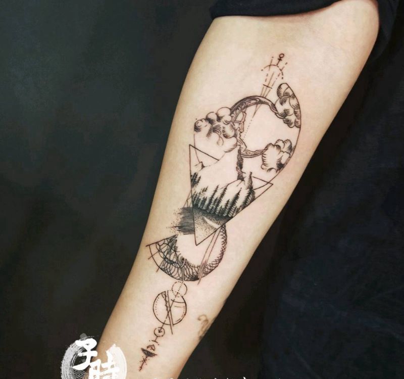 几何纹身图片_手臂欧美几何原创成品纹身图案