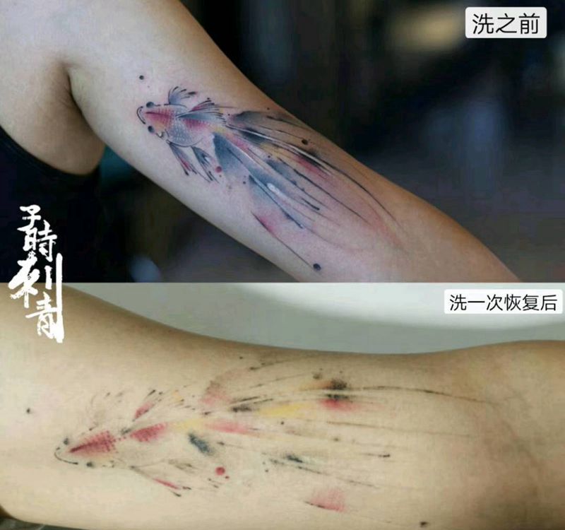 洗纹身纹身图片_手臂水彩洗纹身纹身图案