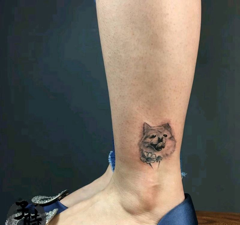 爱宠纹身图片_腿部欧美动物原创成品纹身图案