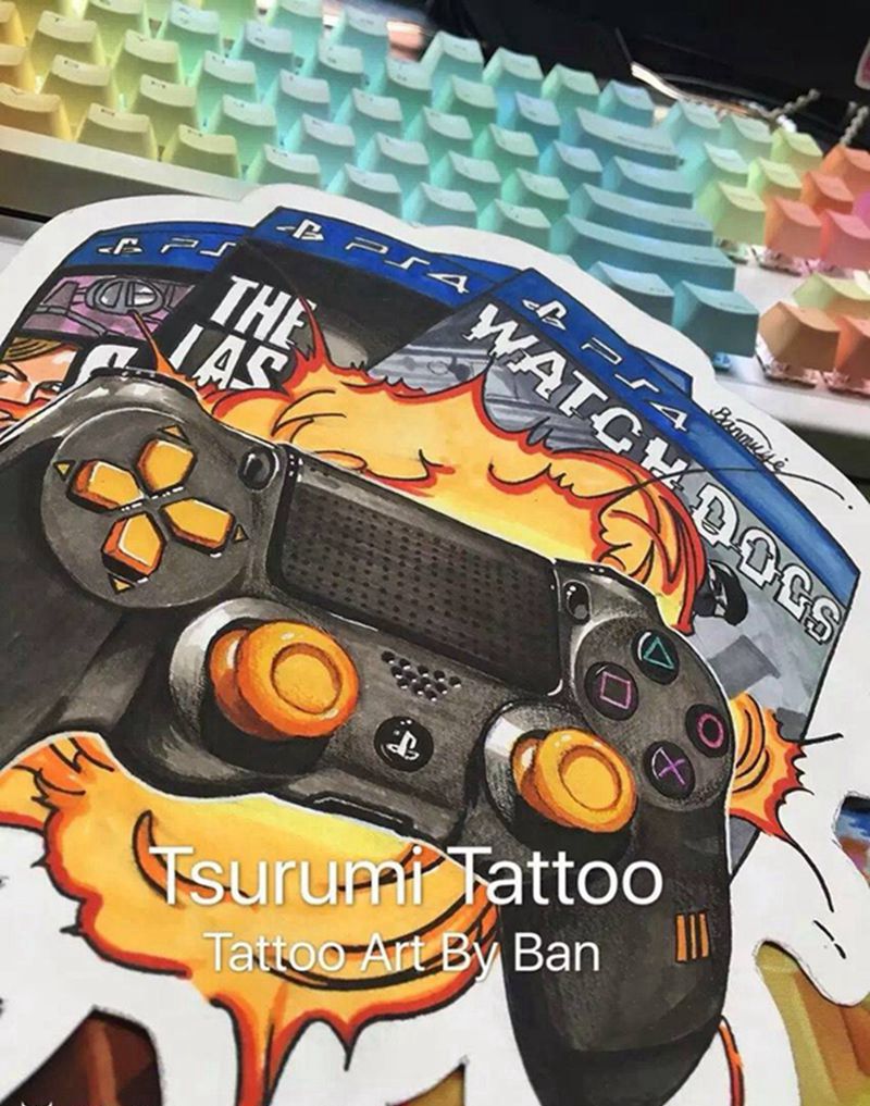 原创ps4手柄纹身图片_