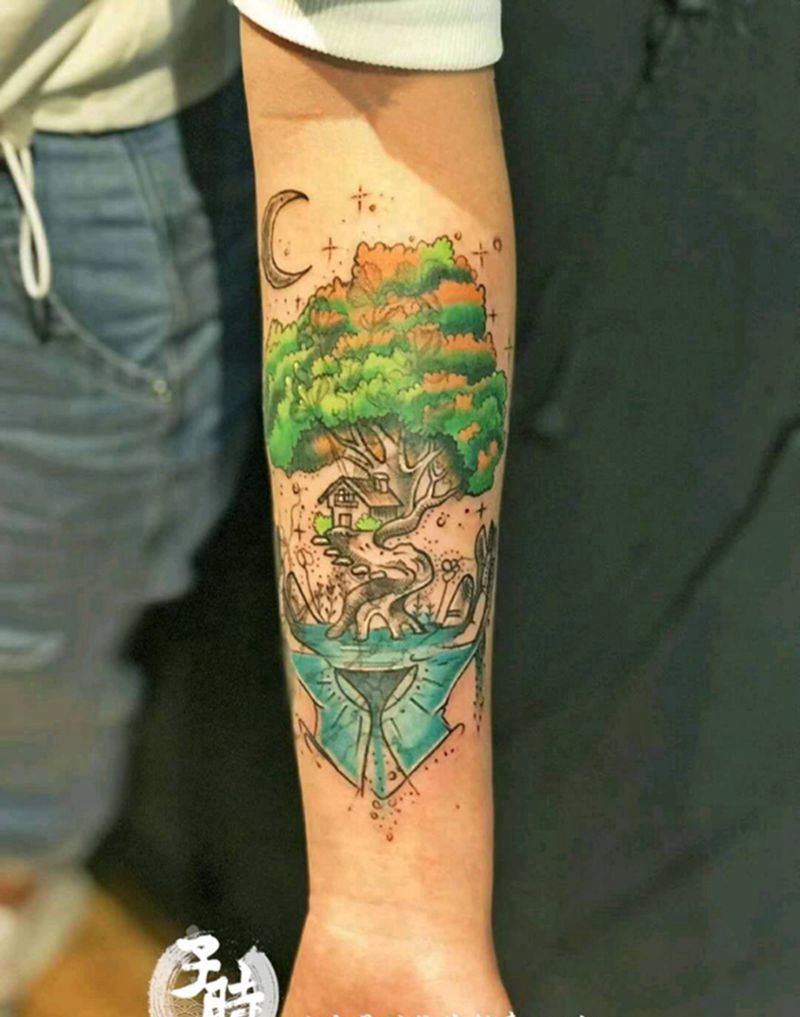 遮盖作品纹身图片_手臂欧美植物原创遮盖成品纹身图案