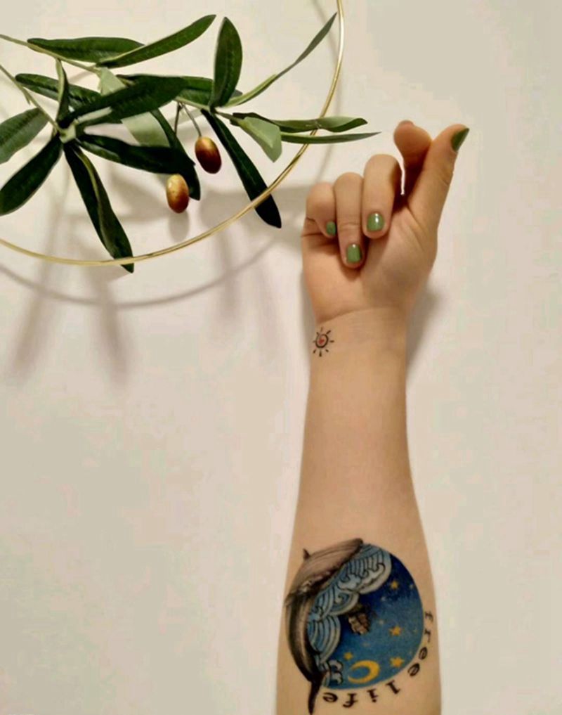 鲸纹身图片_手臂欧美写实纹身图案