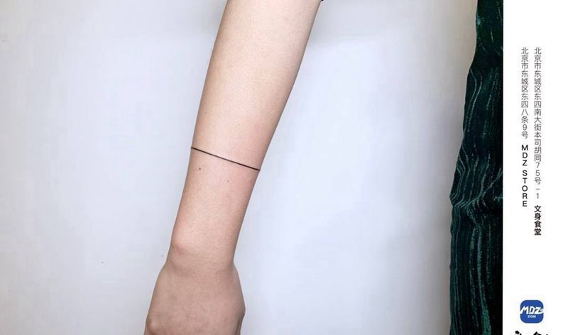 直线纹身图片_手臂直线纹身图案