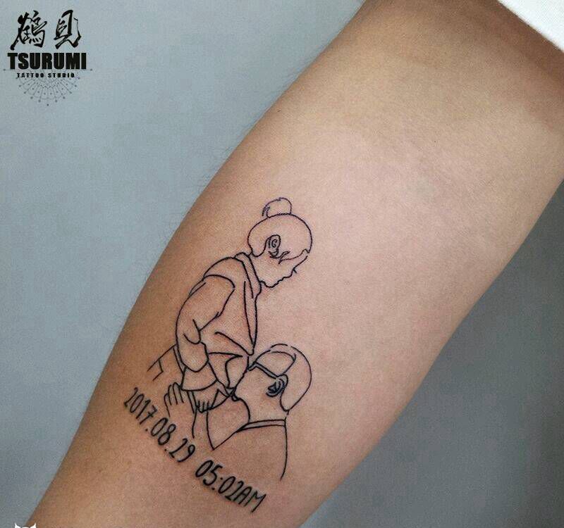 鹤见原创私人定制刺青【孕】纹身图片_手臂清新人物原创成品纹身图案