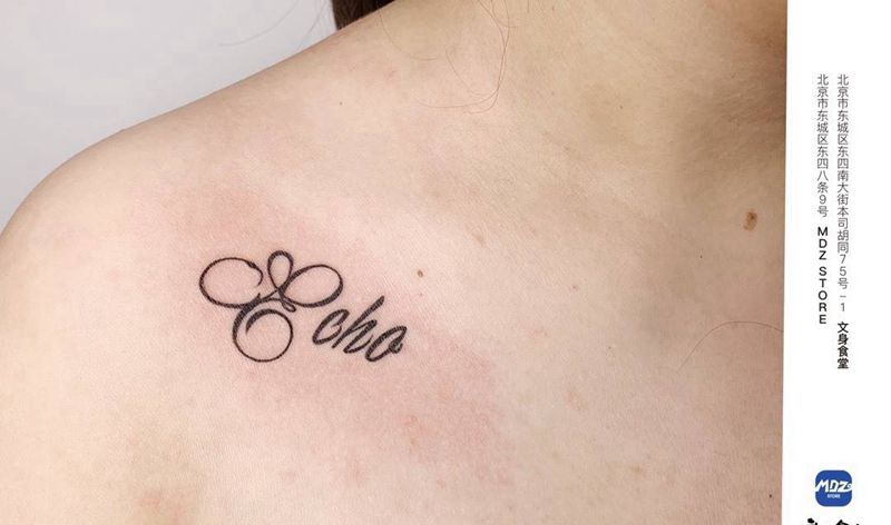 无标题纹身图片_肩部英文纹身图案