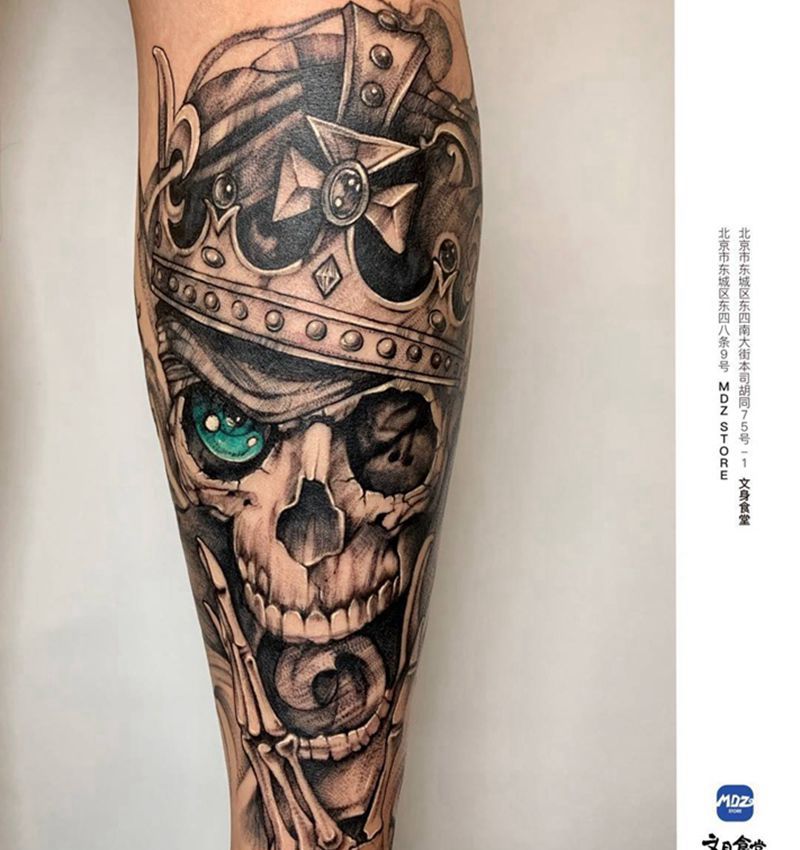 无标题纹身图片_腿部New School纹身图案