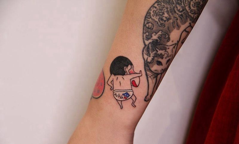 无标题纹身图片_手臂New School卡通纹身图案