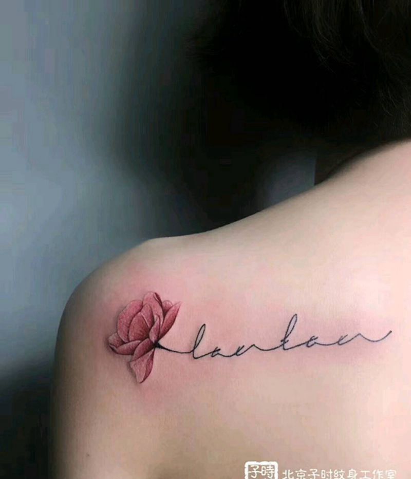 清新纹身图片_肩部水彩纹身图案