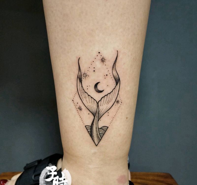 美人鱼纹身图片_手臂欧美几何原创成品纹身图案