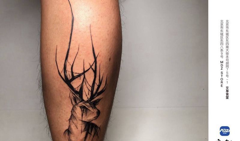 鹿纹身图片_手臂纹身图案