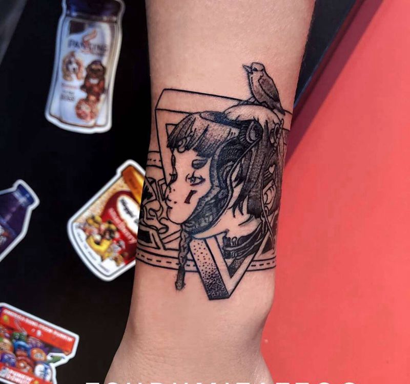 【机械丧童】纹身图片_手臂手部点刺几何机械赛博朋克手环纹身图案