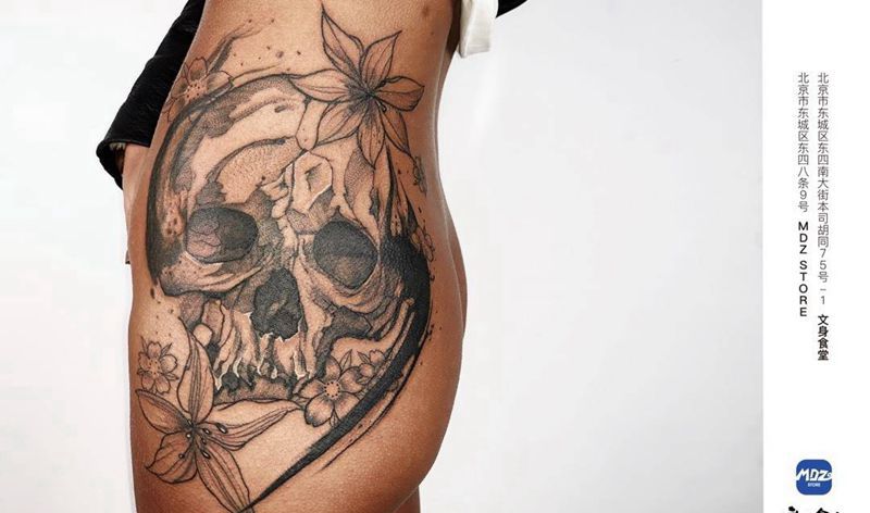 无标题纹身图片_腰部欧美纹身图案