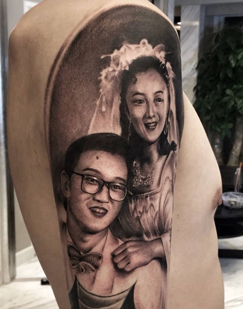 照片纹身图片_成品手臂写实肖像原创人物纹身图案