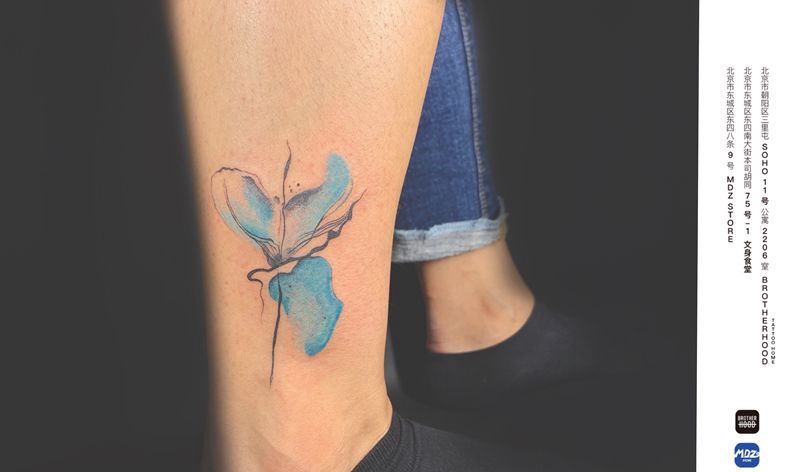 无标题纹身图片_腿部水彩纹身图案