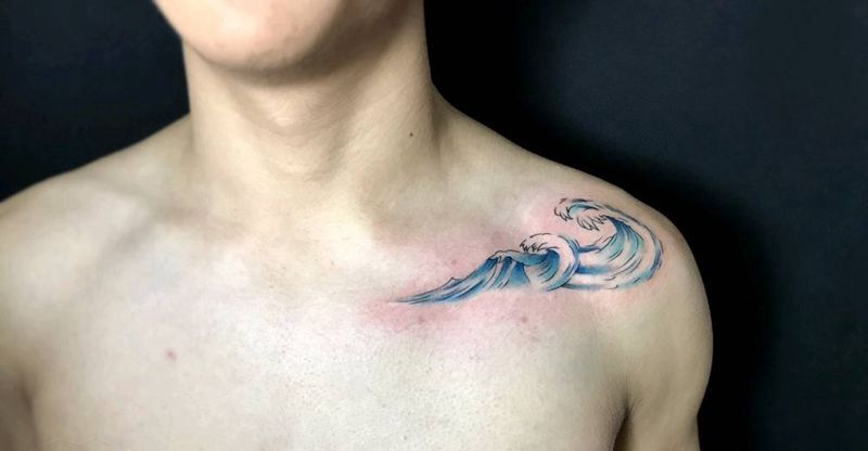 浪纹身图片_腰部背部手臂腿部传统浪成品纹身图案