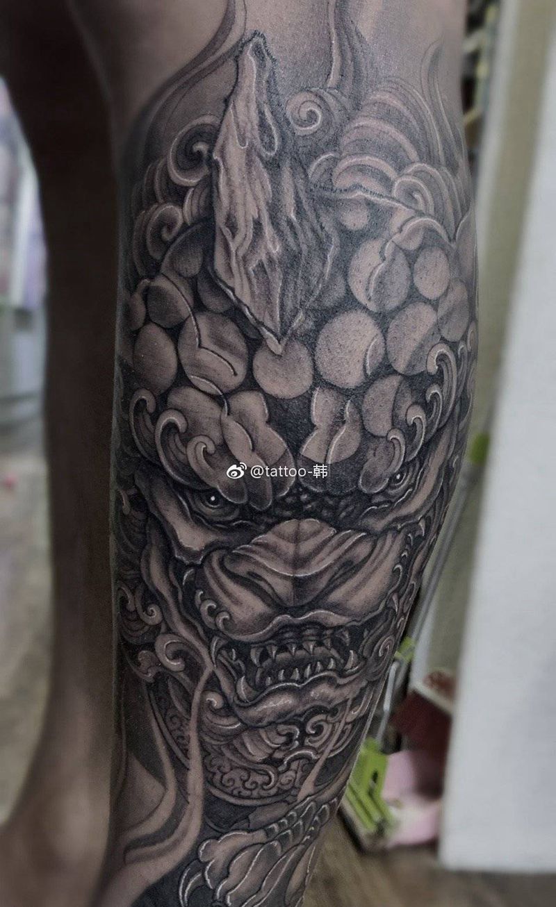 唐狮纹身图片_