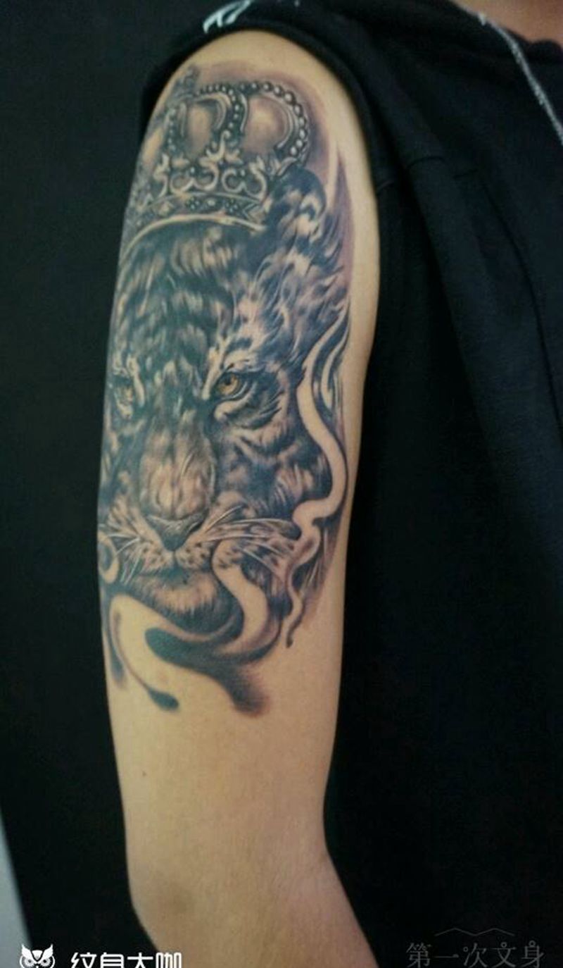 老虎纹身图片_手臂欧美动物成品纹身图案