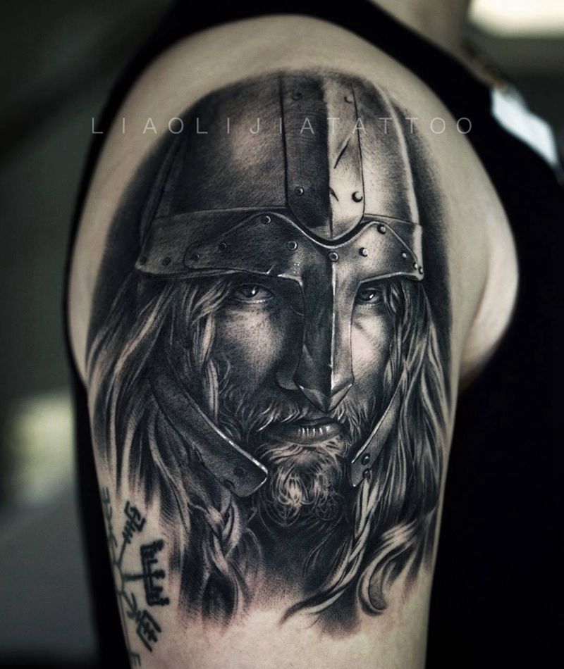 维京人纹身图片_成品写实手臂原创纹身图案