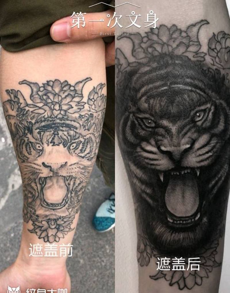 遮盖纹身图片_手臂欧美写实遮盖纹身图案