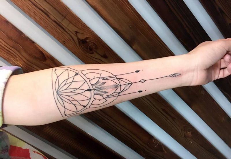 京都墨客刺青--娟姐纹身图片_几何手臂清新纹身图案