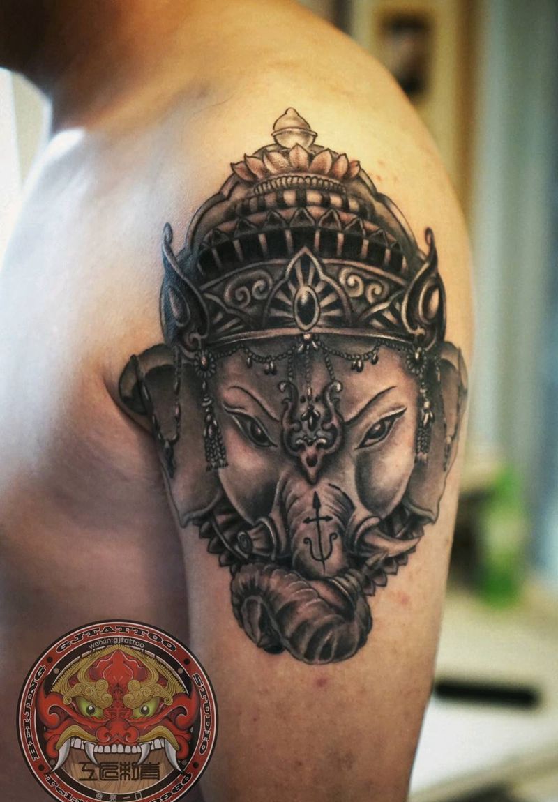 象神纹身图片_欧美传统人物鬼神宗教原创成品纹身图案