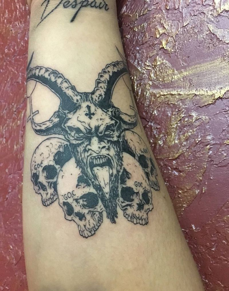 京都墨客刺青--小七作品纹身图片_成品手臂欧美鬼神纹身图案