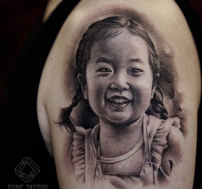 肖像作品，纹身图片_成品写实原创手臂肖像人物纹身图案