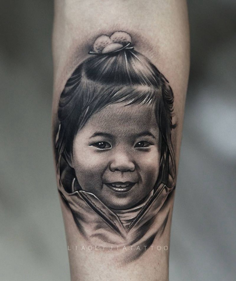 肖像作品纹身图片_成品写实肖像原创手臂纹身图案